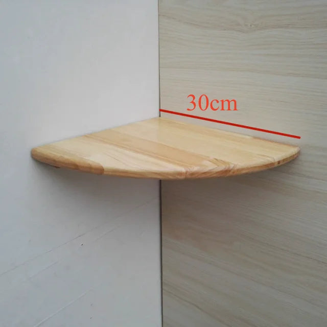 Étagère d'Angle Murale en Bois, Quart de Rond de 15 à 30 cm