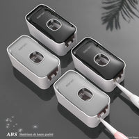 Distributeur de Dentifrice Automatique avec Porte-Brosses, Mural Gris ou Noir 15 cm