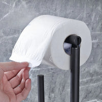 Porte-Papier Toilette sur Pied Noir, avec Réserve ou Porte-Brosse