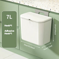 Poubelle Murale de Cuisine Blanche à Couvercle Rabattable, 7 ou 9 L