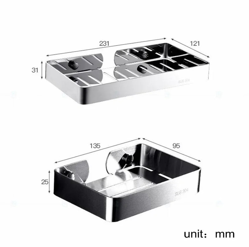 Porte-Savon Mural en Inox Grillagé avec Vidange