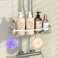 Étagère de Douche Sans Perçage pour Barre de Douche, Noir ou Argent