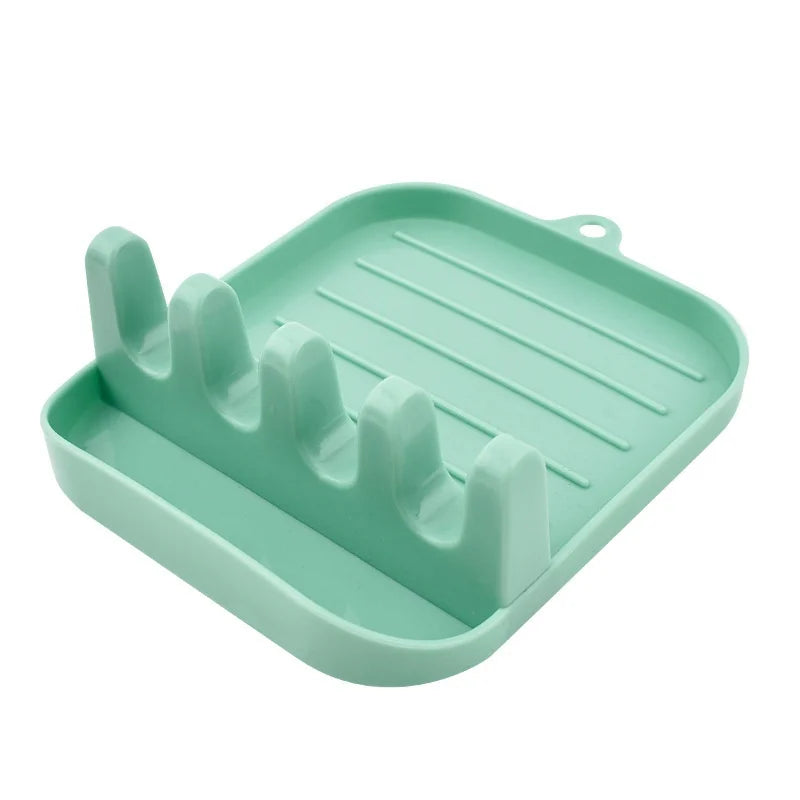 Repose-Cuillère et Spatule à Plateau Rainuré, Plastique PP, 7 Coloris