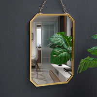 Miroir Mural Rectangulaire Doré à Suspendre avec Chaîne, Angles Coupés