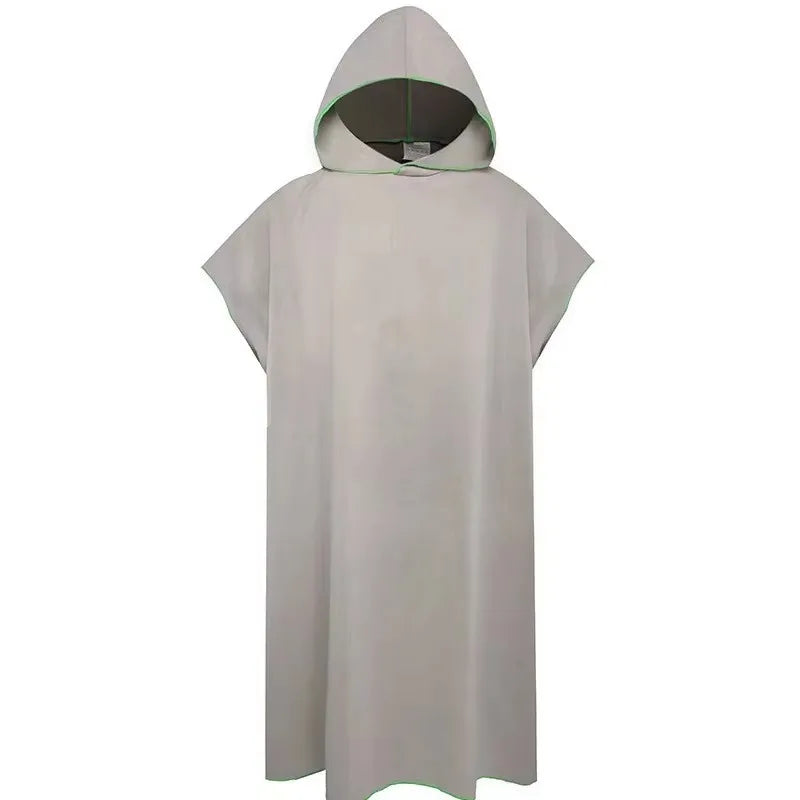 Peignoir Poncho de Bain Adulte à Capuche, Microfibre Séchage Rapide