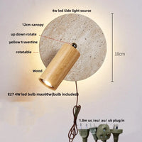 Applique Salle de Bain Travertin, Globe en Verre ou Spot en Bois