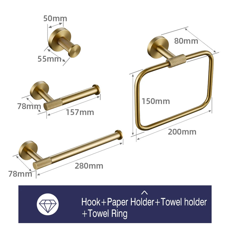 Accessoires Salle de Bain Doré Brossé à la Pièce, 20 Articles