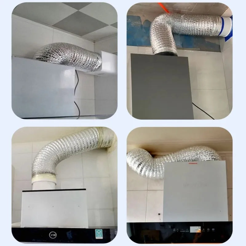 Tuyau de Hotte Aspirante en Aluminium Flexible 1,5 m, Ø 80 à 200 mm