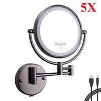 Miroir Grossissant LED Tactile Rechargeable Mural Double Bras 5X 10X