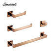 Accessoires Salle de Bain Inox Or Rose Poli Carrés à la Pièce, 5 Articles