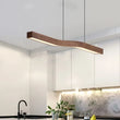Suspension Cuisine Linéaire LED Bois de Noyer Ondulée, 90 à 150 cm