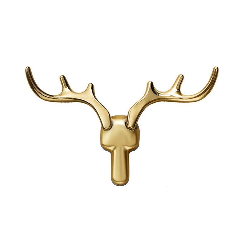Patère Murale Bois de Cerf Alliage de Zinc Noir, Doré ou Argent