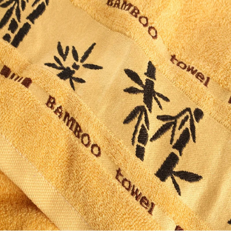 Serviettes de Bain en Bambou Brodées, 70 x 140 cm et 34 x 74 cm
