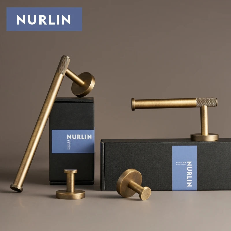Accessoires Salle de Bain Laiton Noir, Doré, Argent ou Vieilli à la Pièce, 4 Articles