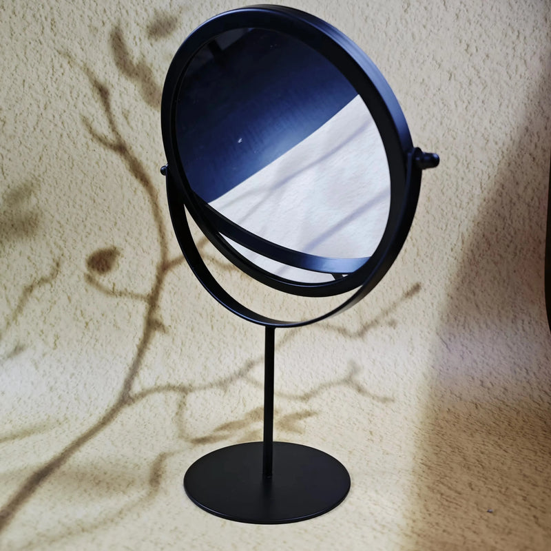 Miroir de Table Rond Rotatif en Métal Doré ou Noir, 17 cm