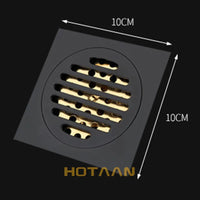 Caniveau de Douche Carré Laiton Noir Mat 10 x 10 cm Anti-Odeur