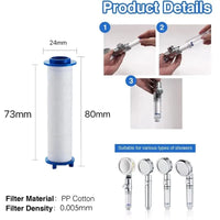 Filtre de Douche de Remplacement, Lot de 10 Cartouches PP Coton 8 cm