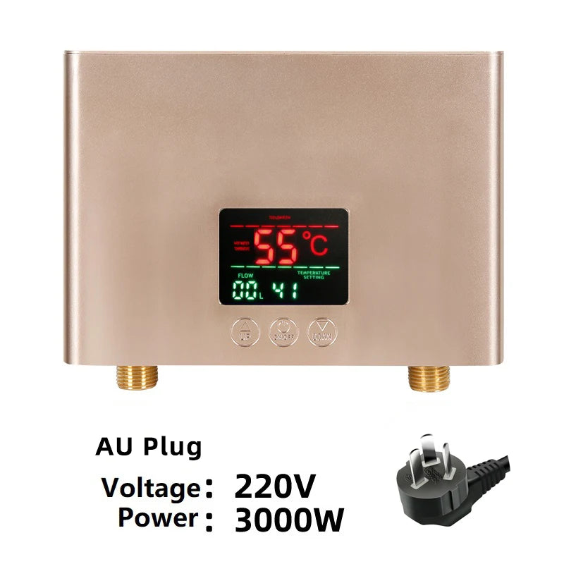 Chauffe-Eau Instantané Électrique Mural avec Télécommande, 3 000 ou 5 500 W
