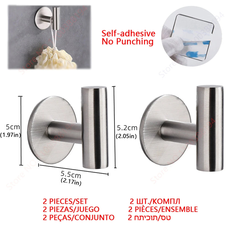 Accessoires Salle de Bain Adhésifs Sans Perçage Noir, Doré ou Argent à la Pièce, 24 Articles