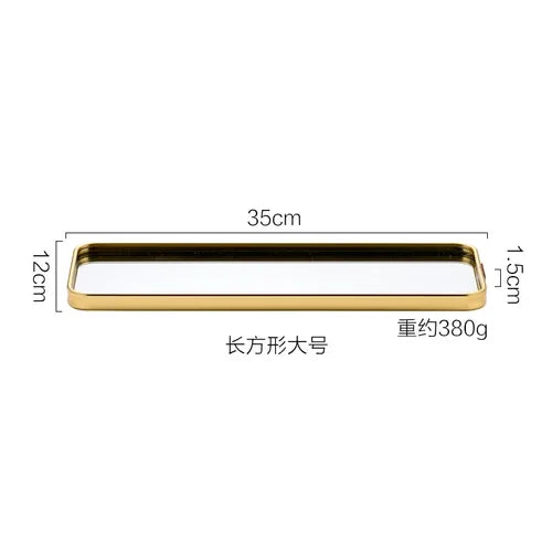 Plateau Miroir Doré Ovale ou Rectangulaire de 30 à 35 cm