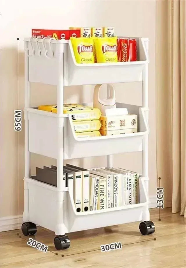 Chariot de Rangement Salle de Bain 2 à 5 Niveaux Blanc à Roulettes