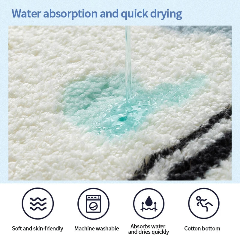 Tapis de Bain Épais Moelleux Antidérapant Motifs Variés