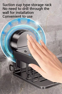 Étagère Salle de Bain Aluminium Gris à Ventouses, 1 ou 2 Plateaux