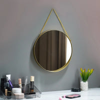 Miroir Mural Rond Doré à Suspendre avec Chaîne, 20,5 à 30,5 cm