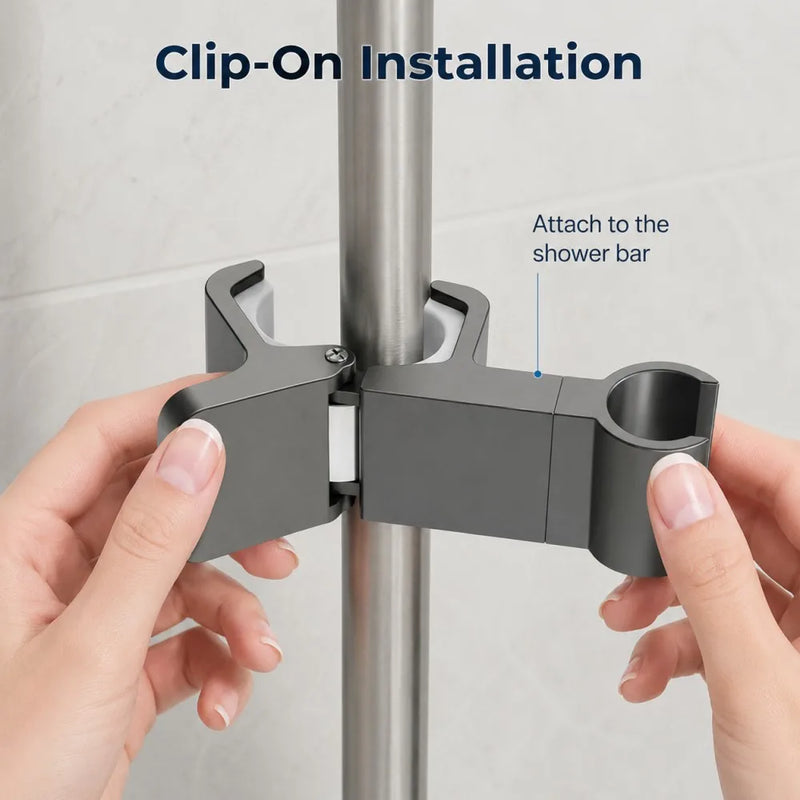 Support Douchette à Clipser sur Barre de Douche, Sans Perçage, Orientable