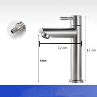 Robinet Lave-Main Eau Froide Inox 304, Bec Droit, Noir ou Brossé