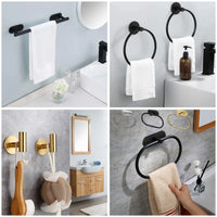 Accessoires Salle de Bain Adhésifs Sans Perçage Noir, Doré ou Argent à la Pièce, 24 Articles