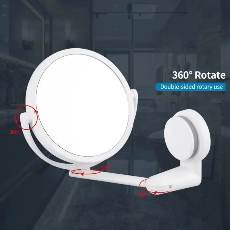 Miroir Salle de Bain Rond Pliant à Ventouse Blanc 15 cm