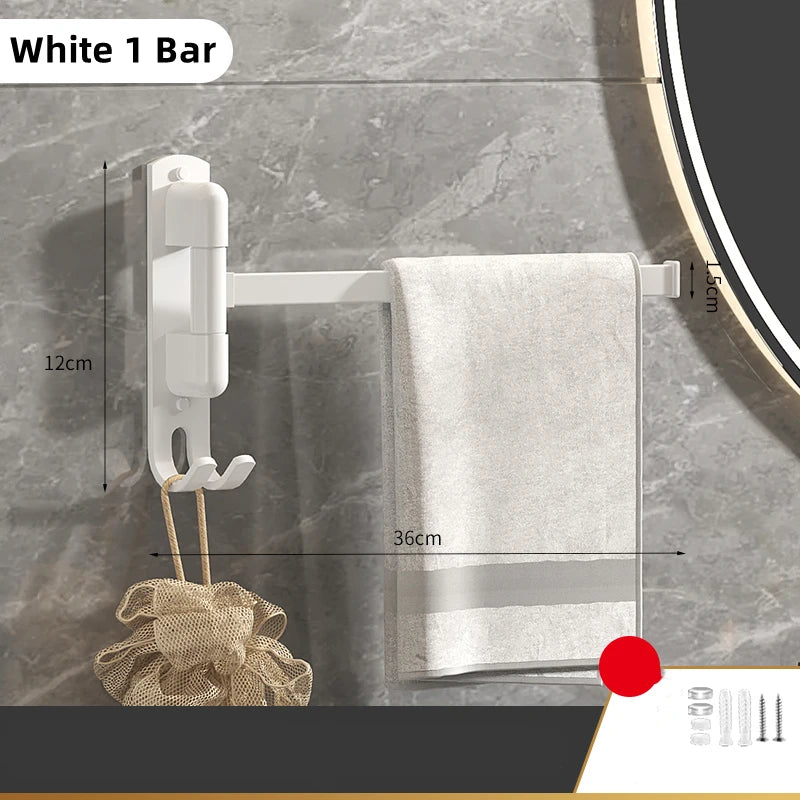 Porte-Serviette Pivotant Mural Inox Noir ou Blanc, 1 à 5 Barres
