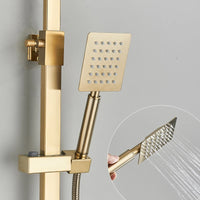 Colonne de Douche Dorée Brossée avec Douchette Bidet, Pommeau Carré 20 à 30 cm