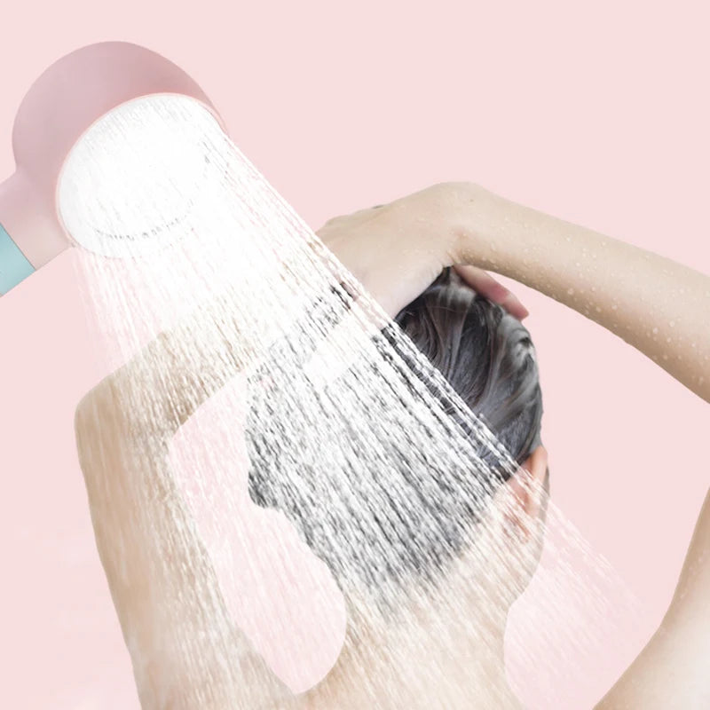 Pommeau de Douche Filtrant Réversible 360° avec Flexible, Rose ou Bleu