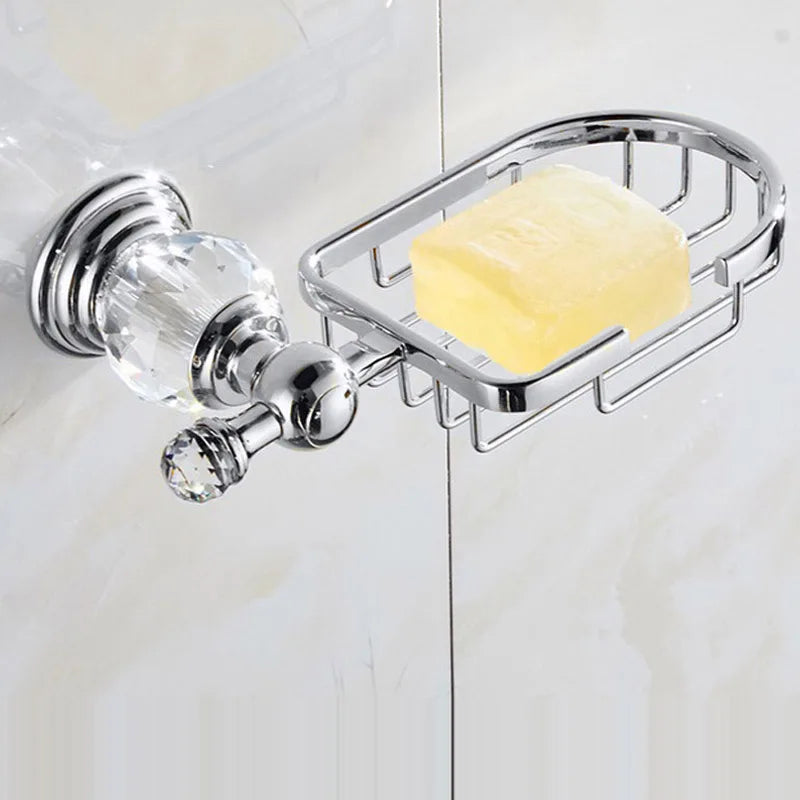 Accessoires Salle de Bain Chromé Cristal Frise Grecque à la Pièce, 17 Articles