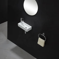 Lave-Main Mural en Céramique Blanc, Ultra-Étroit 36,5 x 18 cm