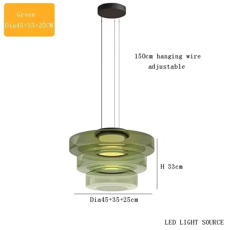 Suspension Cuisine Verre Étagé Vert, Ambre ou Gris, 1 à 3 Niveaux