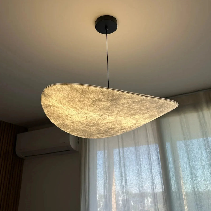 Suspension Cuisine Soie Blanche LED, Diamètre 40 à 80 cm