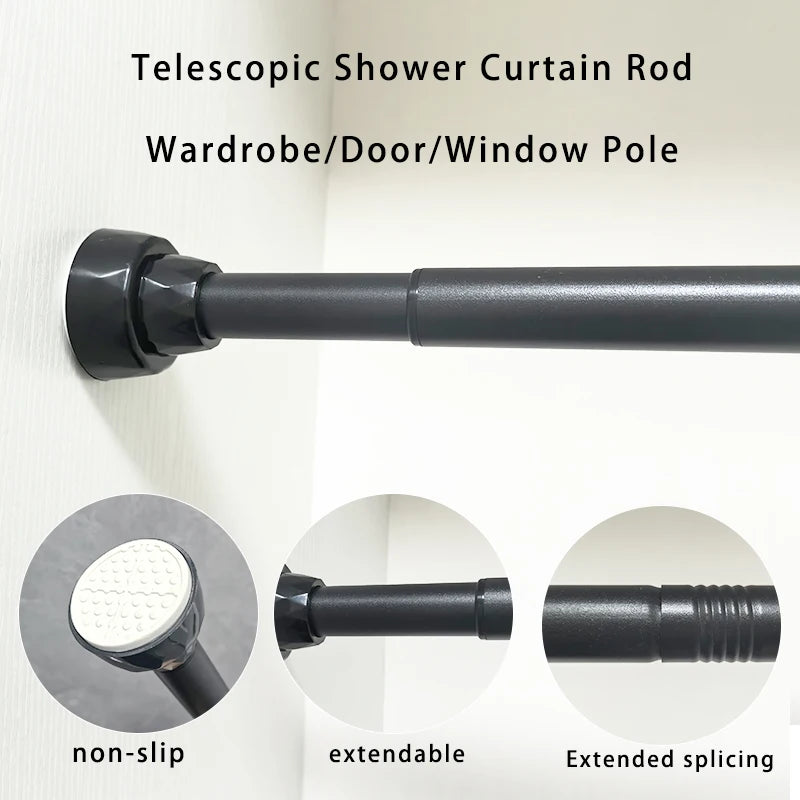 Barre de Douche Extensible Noire sans Perçage, 70 à 280 cm