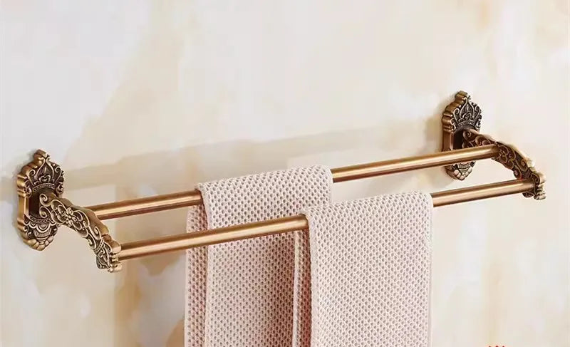 Accessoires Salle de Bain Bronze Antique Ciselé en Aluminium à la Pièce, 13 Articles