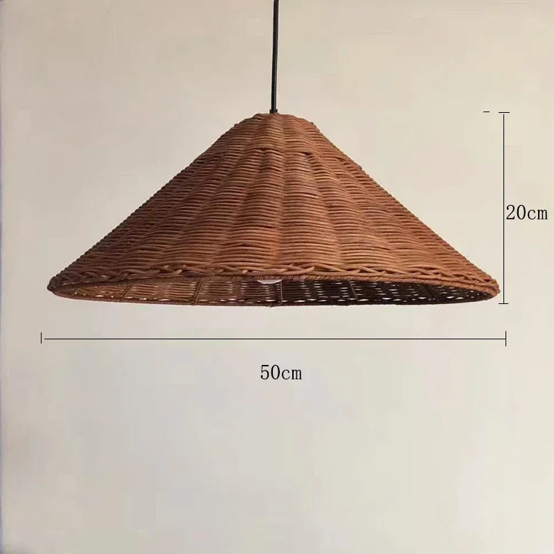 Suspension Cuisine Cône Tressé Beige ou Brun, Ø 40 à 80 cm