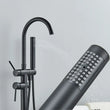 Robinet de Baignoire sur Pied Noir Mat Bec Pivotant