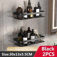 Étagère de Salle de Bain d'Angle Sans Perçage 2 Niveaux