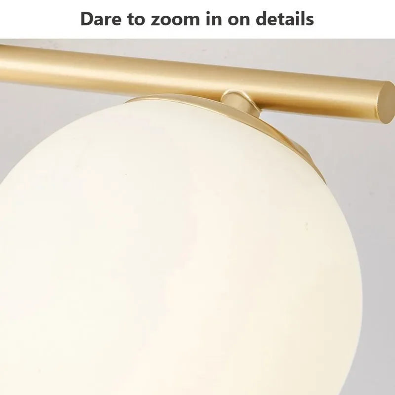 Plafonnier Cuisine 2 Globes Blancs en Verre, Doré ou Noir, 30 cm