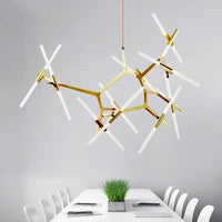 Suspension Cuisine Branches LED Doré ou Noir, 6 à 20 Lampes