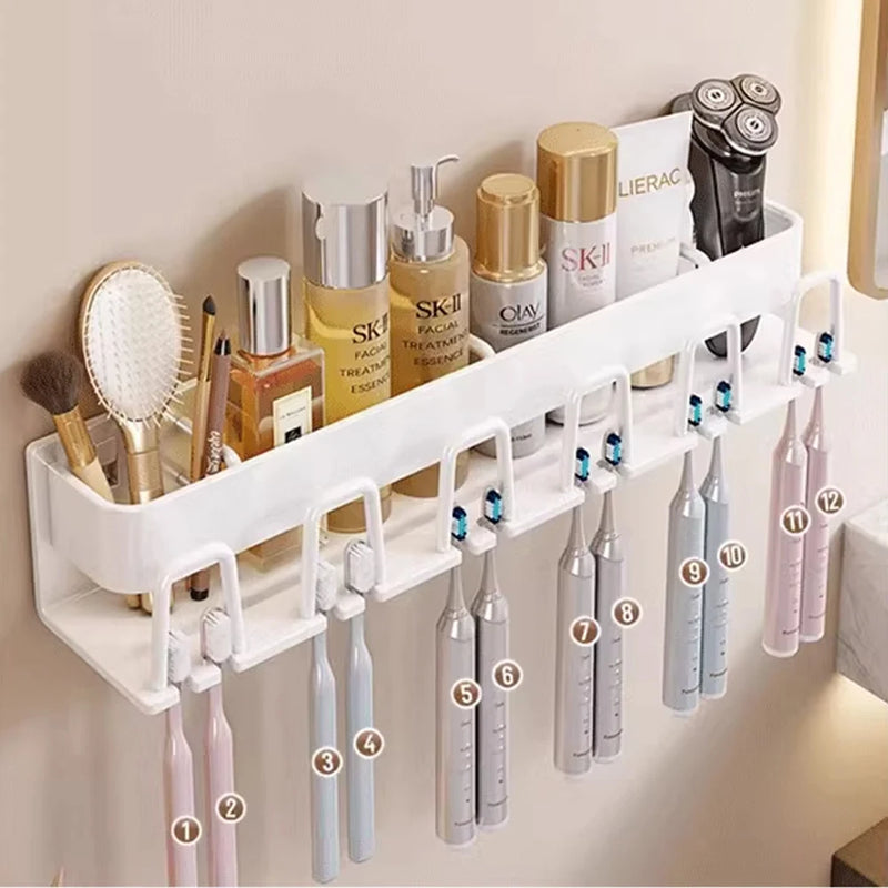 Porte-Brosse à Dents Électrique Mural, 2 à 6 Gobelets, Gris ou Blanc