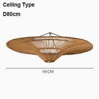 Suspension Cuisine Rotin Chapeau de Paille Wabi-Sabi, Ø 60 à 120 cm