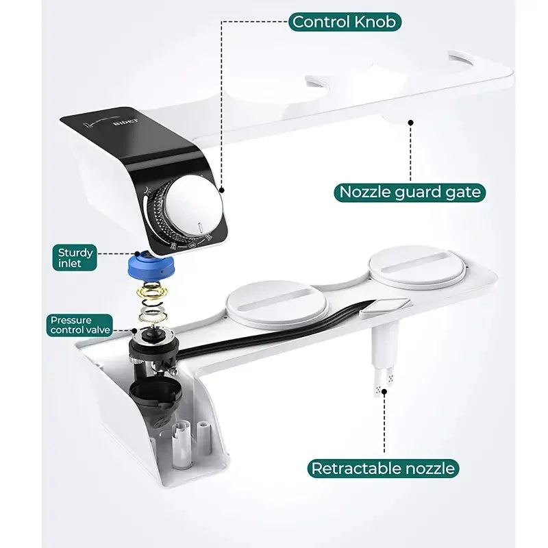 Bidet WC Non Électrique Autonettoyant à Double Buse, Pression Réglable