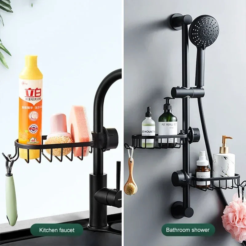 Étagère de Douche Murale Aluminium Panier Rangement
